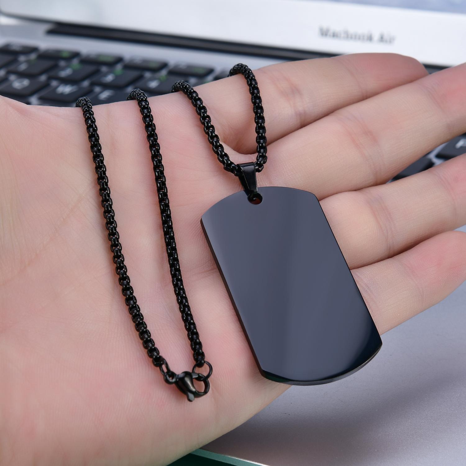 

Нержавеющая сталь Военный пластинчатый воротник Dogtag ID Кулон Ожерелье для мужчин Пустой армейский солдат Зеркальная полировка 60cm