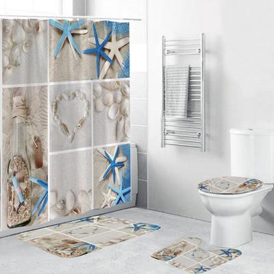 Superman Bathroom Rugs Set 4PCS Shower Curtain Anti-Slip Toilet Seat Mat Cover