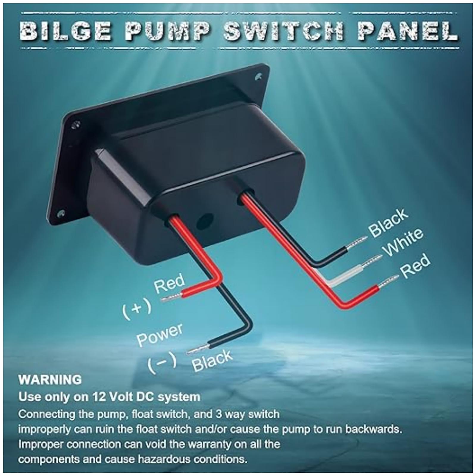 

12V DC 3 Mode ON-OFF-ON Bilge Pump Switch Rocker Toggle Control Panel For Cars/Yachts/Beach Bikes /ATVs w/ 2 Color LED Indicator United States