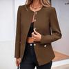Women's Slim-Fit Round Neck Long Sleeve Button Pocket Lined Cardigan Top Jacket