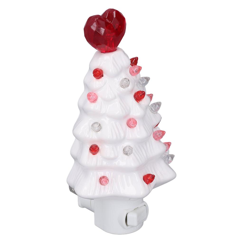 Xmas Tree Night Light Ceramic LED Plug Into Wall Decorative Lamp for Home Kids Room Bedroom Hallway