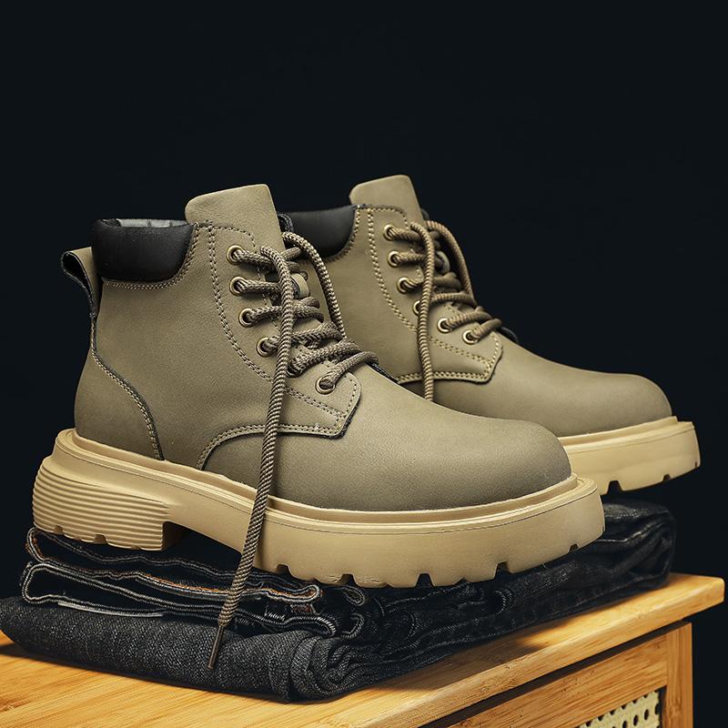 

Модные мужские повседневные ботинки с высоким берцем, зимние ботинки, полусапоги 43 хаки