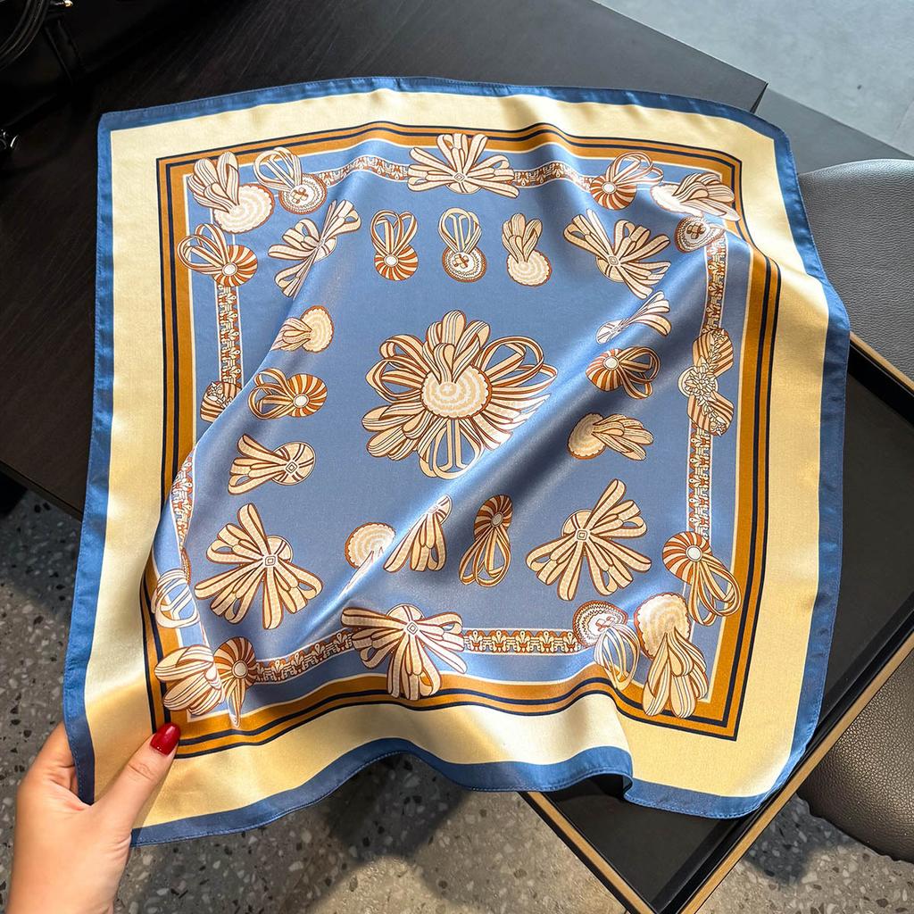100% Elegant Silk Scarf Women Shawls Wraps Foulard Scarves Pashmina Neckerchief Female Hijab Bandana Luxury Spring Bufanda 53Cm