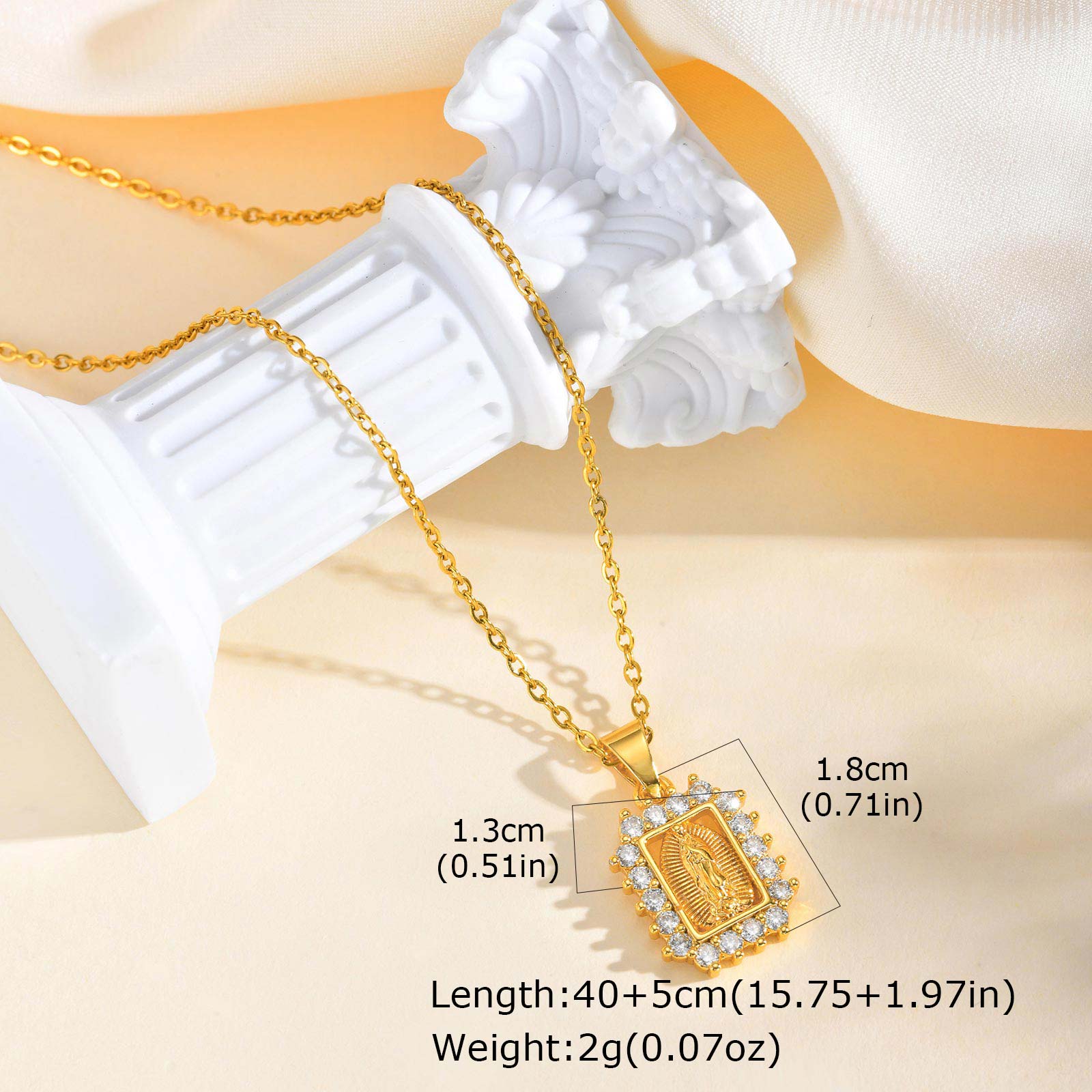 

Vnox Virgin Mary Prayer Necklaces For Women Trendy Metal Chain Oval Heart Geometry Pendant Necklace Religious Christ Jewelry