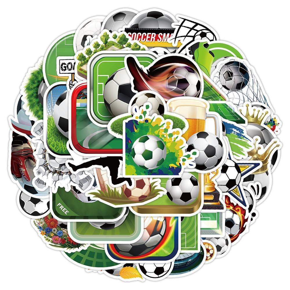 50 Football Graffiti Stickers: Creative Waterproof Sports Ball Decals for Water Bottles, Luggage, and Phones
