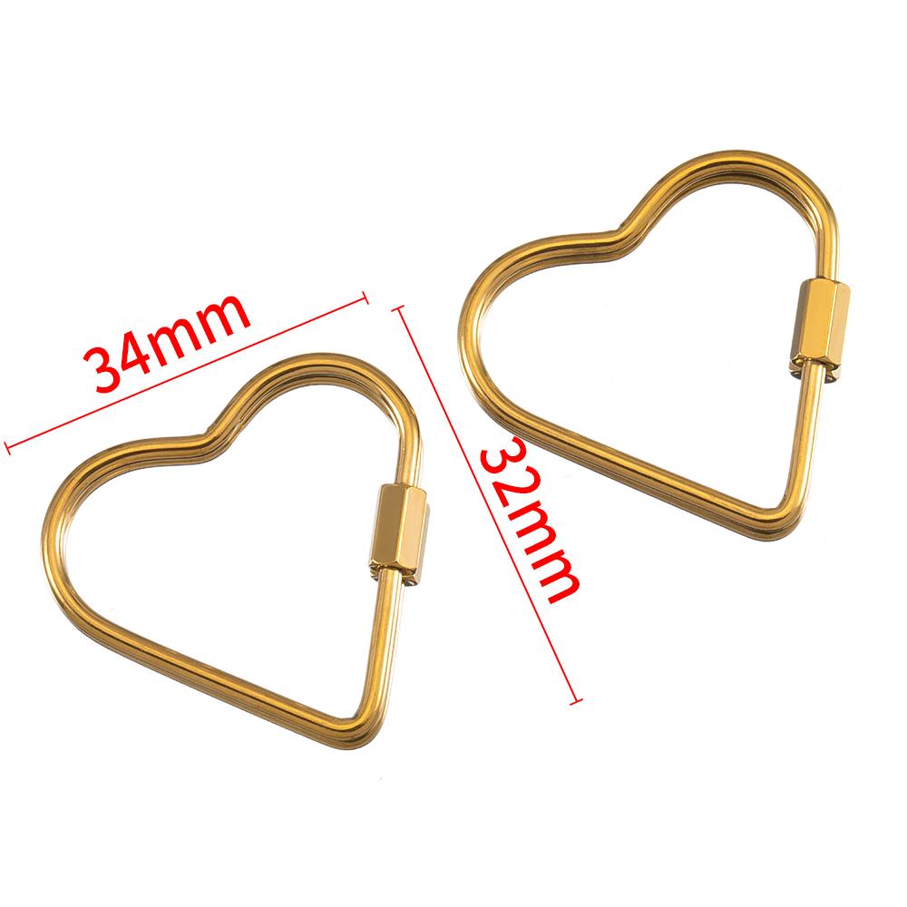 5pcs Stainless Steel D Oval Heart Shape Locking Carabiner Screw Clip Link Hook For DIY Keychain Holder Necklace Jewelry Making