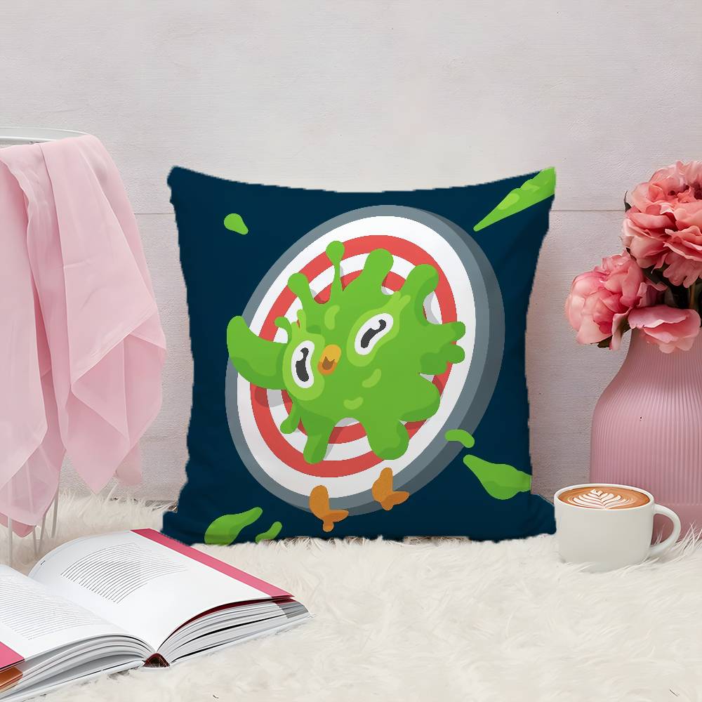 Cute Cartoon D-Duolingos Pillow Case Silky elegant Comfort Sofa Bed Invisible zipper Beach pillowcase