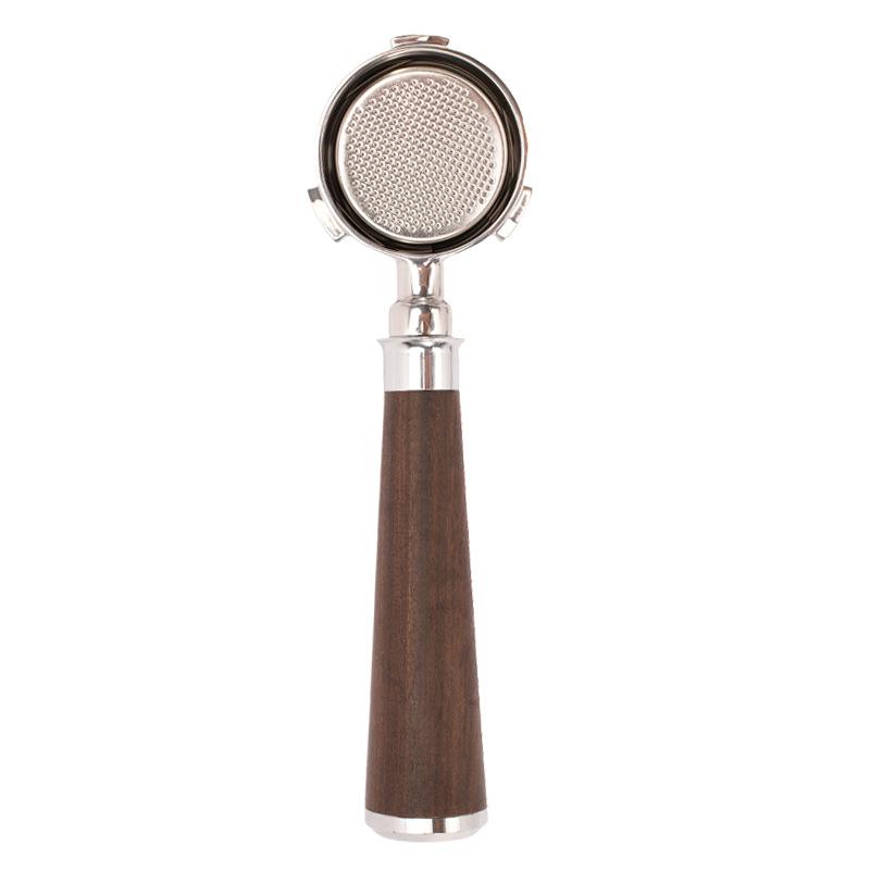 51mm Solid Wood Handle for Three-Ear DeLonghi Coffee Machine, 304 Stainless Steel Bottomless Extraction Accessory.
