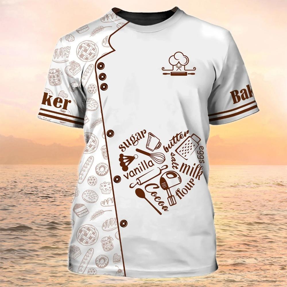 

Футболка шеф-повара 2024 года для мужчин. Модный топ с короткими рукавами и 3D-принтом. Дышащая футболка с круглым вырезом для отдыха. 6XL