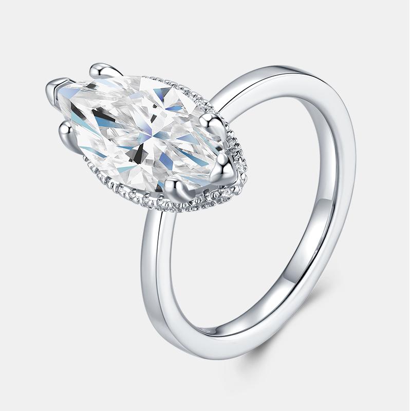 Trendy 3ct Marquise Cut VVS1 Dcolour Moissanite Rings 925 Silver Engagement Wedding Band Moissanite Fine Jewelry Women Ring