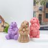 Easter Couple Holding Loving Rabbit Silicone Candle Mold DIY Mother Rabbit Holding Small Rabbit Easter Gift Candle Plaster