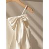 Foreign trade new big bow sling simulation silk drape vest backless top large size gentle temperament top