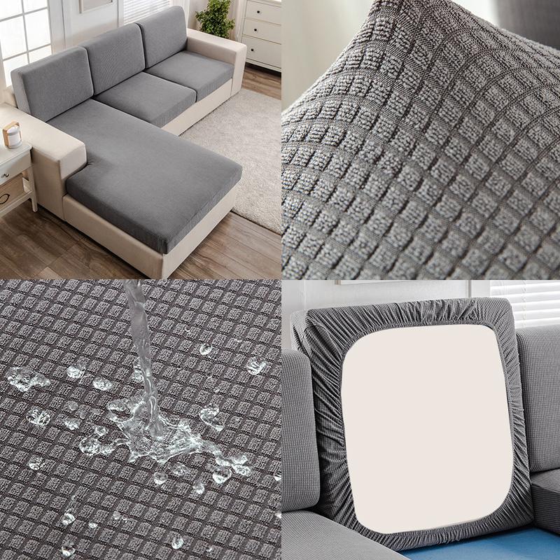 Waterproof Thicken Fabric Seat Cushion Cover Elastic Jacquard Sofa Cover For Living Room Corner L-Shape Furniture Sofa Slipcover