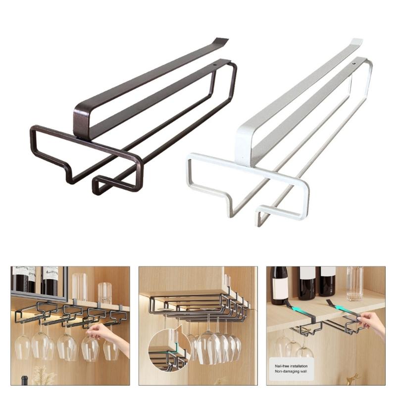 Under Cabinet Hanging Rack Wine Glass Storage Racks Simple Designs Holders Perfect For Bars And Kitchens