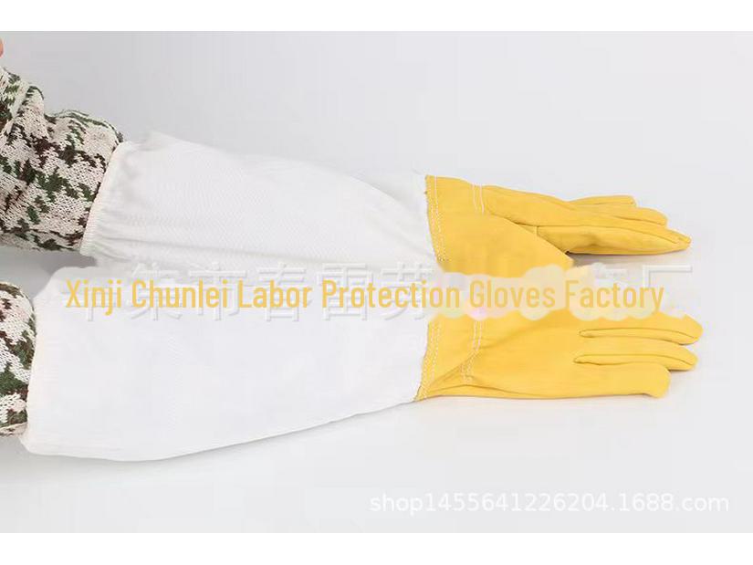 

Перчатки для пчеловодства из отбеленной овчины, защитные, желтого цвета, с защитой от укусов