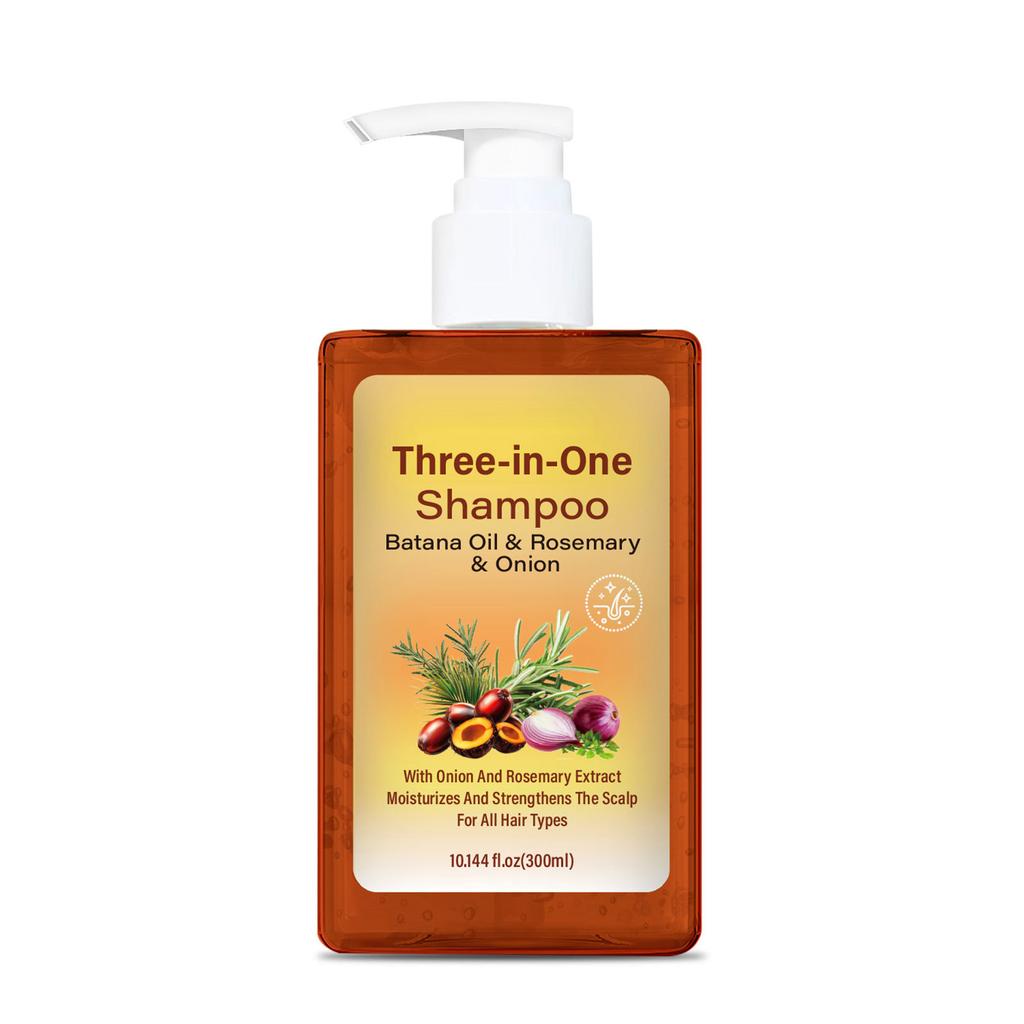 3-in-1 Hair Strengthening Shampoo, 300ml – Batana Oil, Rosemary & Onion Extracts – Moisturizing & Luster Restoring, 1-Pack