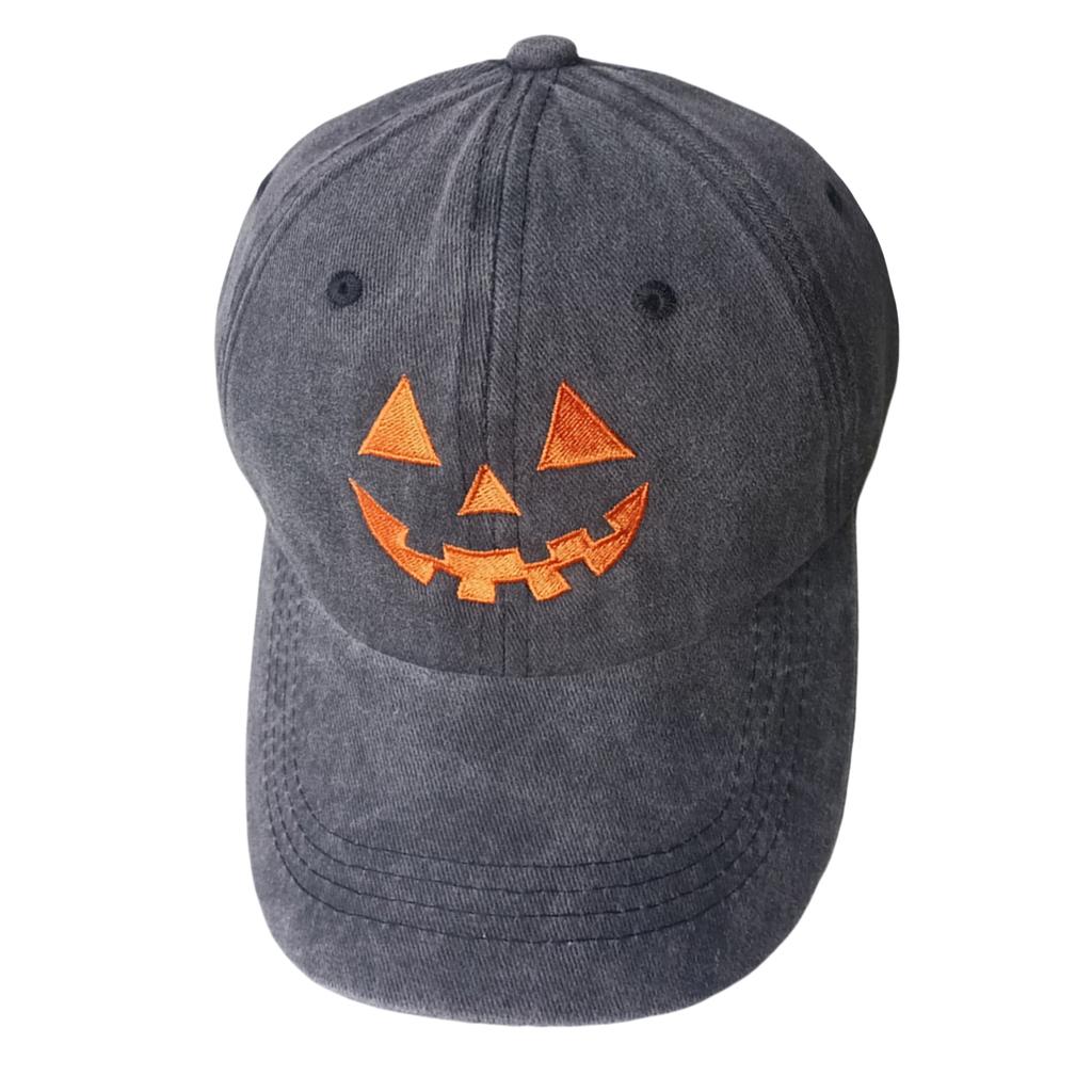 Halloween Pumpkin Hat Breathable Adjustable Baseball Cap Sun Protection Embroidery Baseball Hat for Outdoor Travel Camping