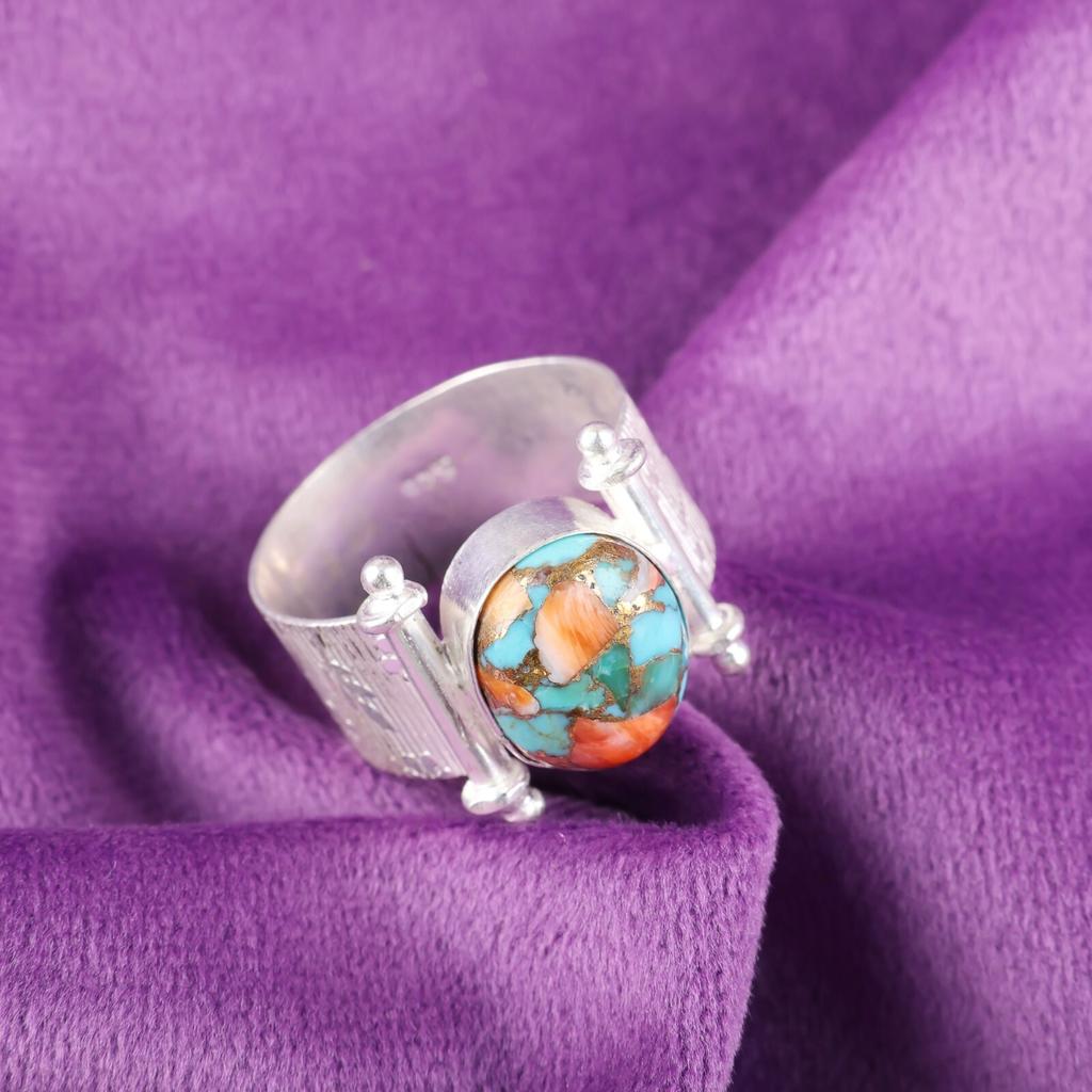 Natural Spiny Oyster Gemstone 925 Sterling Silver Jewelry Handmade Ring For Her RR-22-36