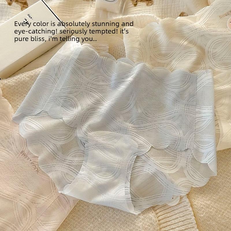 Damen Sommer Dünn Sexy Spitze Mesh 7A Antibakteriell Ohne Abdrücke Mittelhoch Taillierte Dreiecksslips