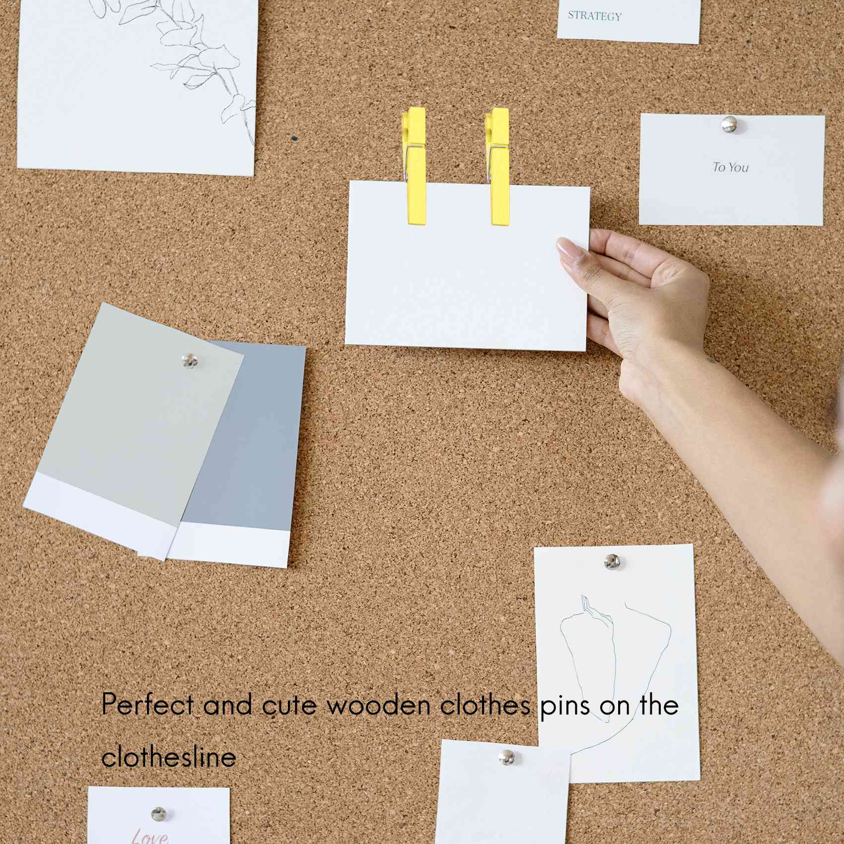 

M-Modern-3-дюймовые большие натуральные цветные деревянные прищепки, набор из 50 штук, assorted colors