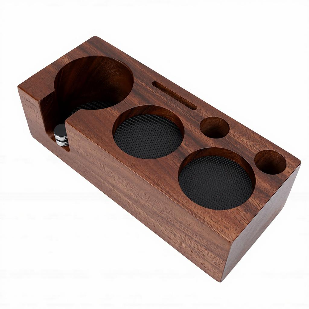 Coffee Tamping Station Wood Tamper Storage Holder Stand for 51mm 53mm Portafilter Tamper Distributor Home Cafe