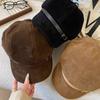 British Style Pu Leather Beret Belt Buckle Painter Hat Casual Suede Octagonal Hat  Autumn
