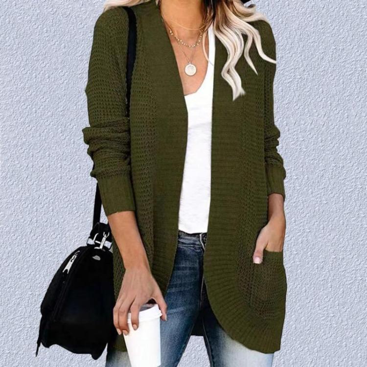 Open Front Cardigan Women Long Sleeve Soft Knit Sweater Casual Loose Pocket Outerwear