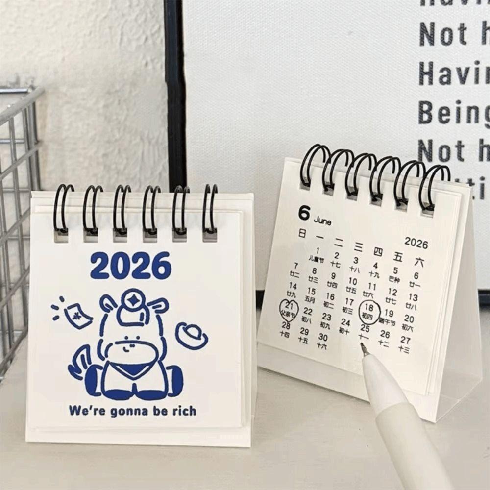 New Mini 2026 Desk Calendar Portable Cartoon Monthly Planner Calendar Plan Book Desktop Ornaments