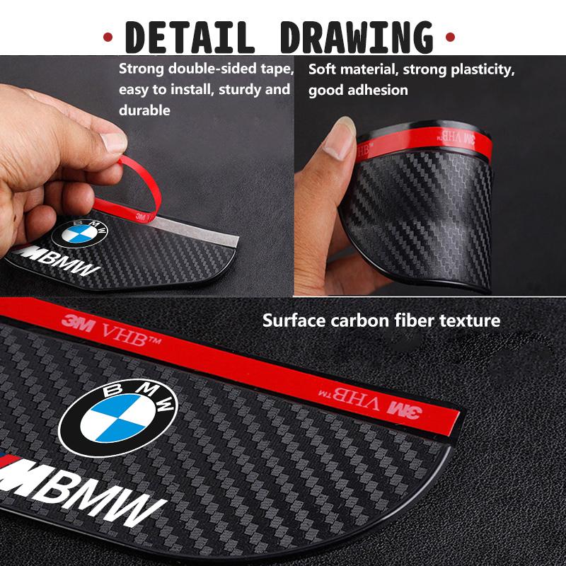 BBKB9 2pcs Car Rearview Mirror Rain Carbon Fiber Protector Stickers For BMW M Performance E36 E46 E60 E90 E91 E92 E93 F30 F20