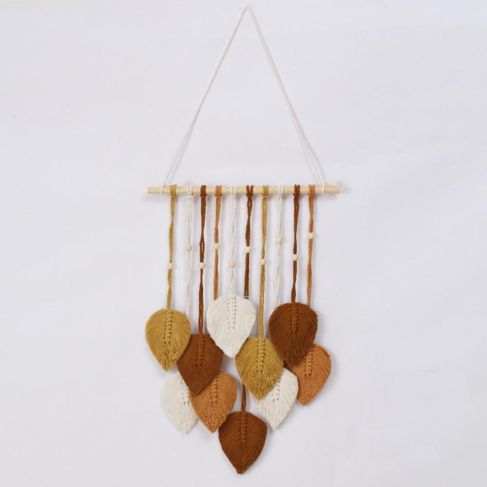 Cotton Wall Art Leaf Tapestry Macrame Wall Hanging Pendant Craft Boho Wall Decor Gift