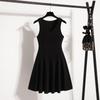 Plus Size Women's Summer 2026 V-Neck Knit Vest Dress - Slimming French Style