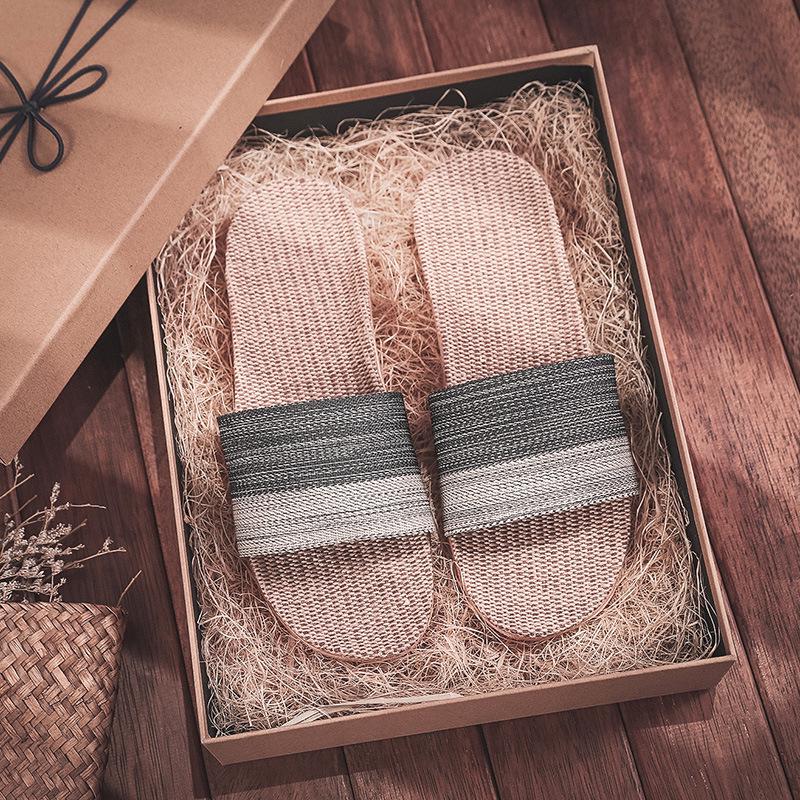 Summer Non-Slip Linen Slippers for Couples - Breathable, Odor-Free Indoor Footwear