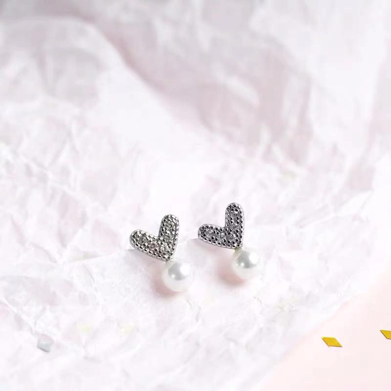 Beixi S925 Sterling Silver Heart-Shaped Pearl Earrings - Elegant Jewelry Gift 925 Silver
