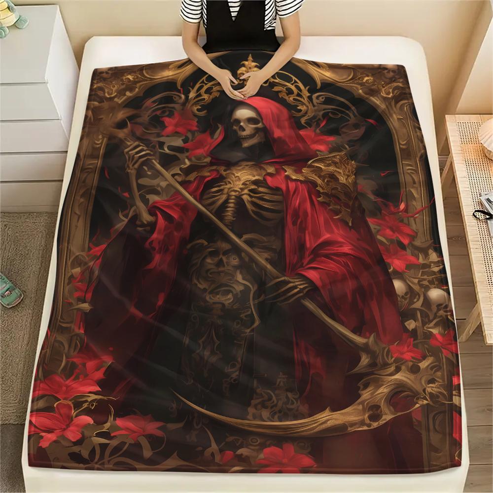 skeleton Print Flannel Blanket,High quality Comfortable for All Seasons,Home Decor,Warmth and Comfort,Perfect for Christmas Gifts