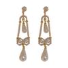 Women Shiny Rhinestone Pearl Geometric Earrings Light Luxury Elegant Temperament French Retro Palace Style Ear Jewelry For Women