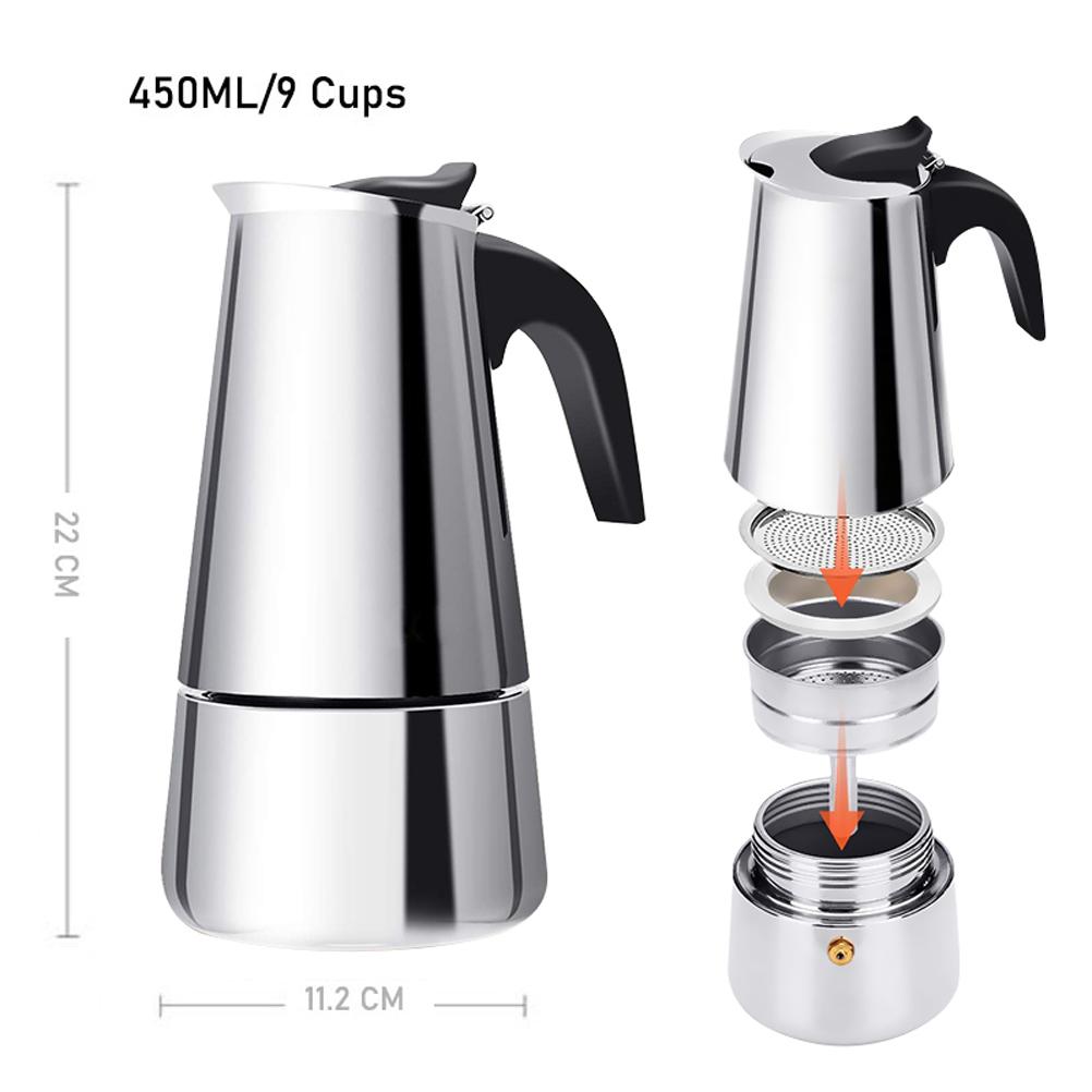 Stainless Steel Moka Pot European Style Coffee Cup Portable Coffee Maker
