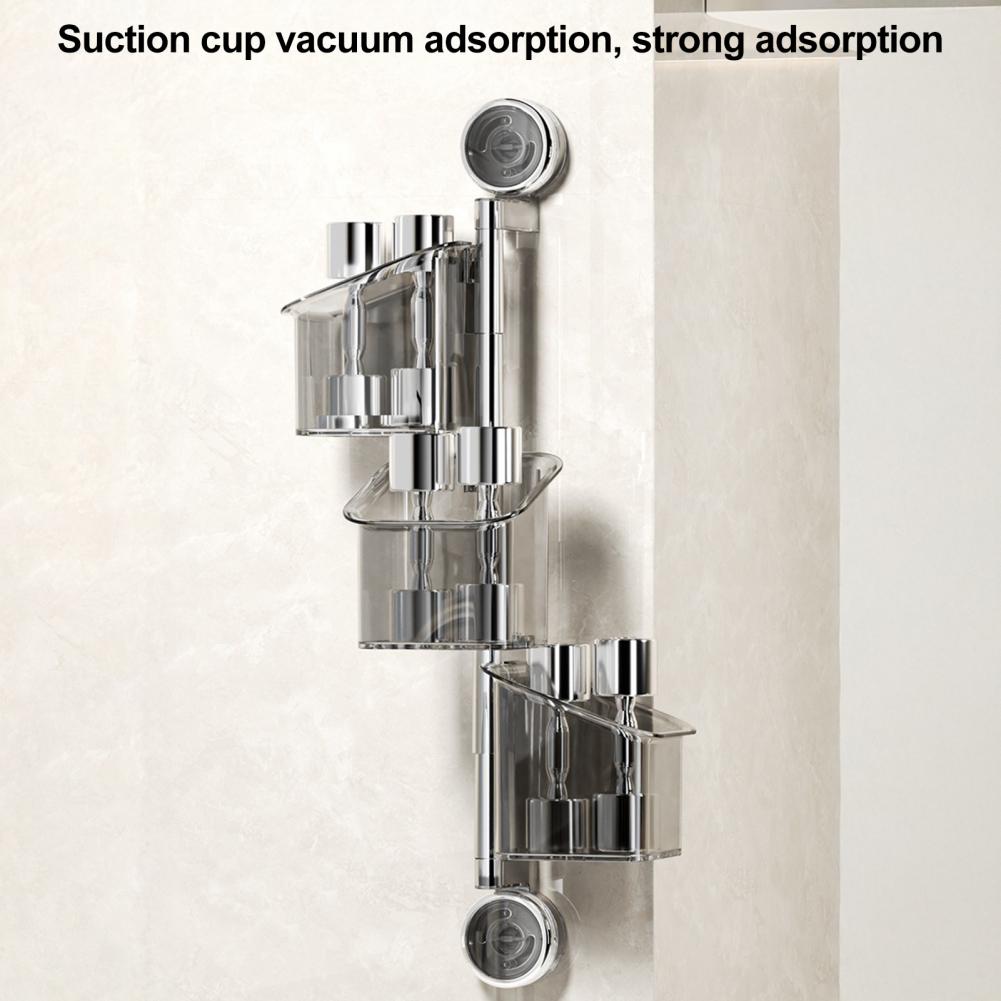 Bathroom Essentials Storage Solution Storage Shelf Rotating Suction Cup Kitchen Organizer with Drainage Holes for Efficient