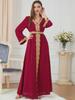 Embroidered Solid Color Maxi Dress with Long Sleeves for Muslim Women