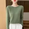 Women's Solid Color Wool Knit Pullover Sweater for Fall and Winter