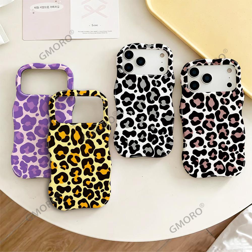 Factory Direct Sales Leopard Print Wavy Film Two-in-one Apple 17 Amazon Popular iPhone16 Anti-drop Protective Case