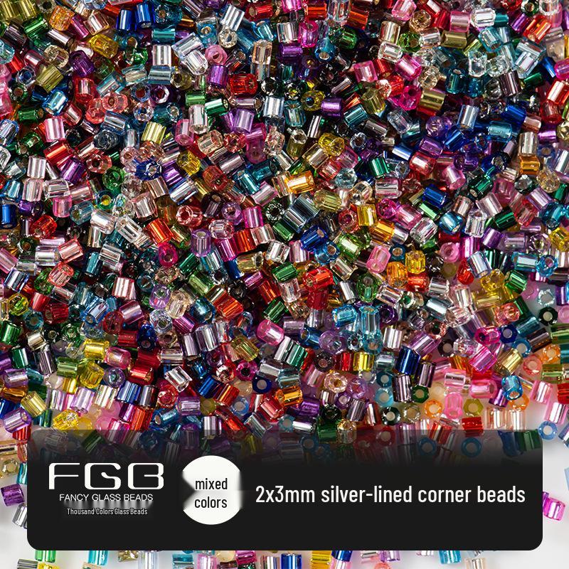 

Silver-Lined Bugle Beads 2x3mm - Thousand Color Glass Seed Beads for DIY Jewelry & Tassels 30g (Approx. 2000 pcs)