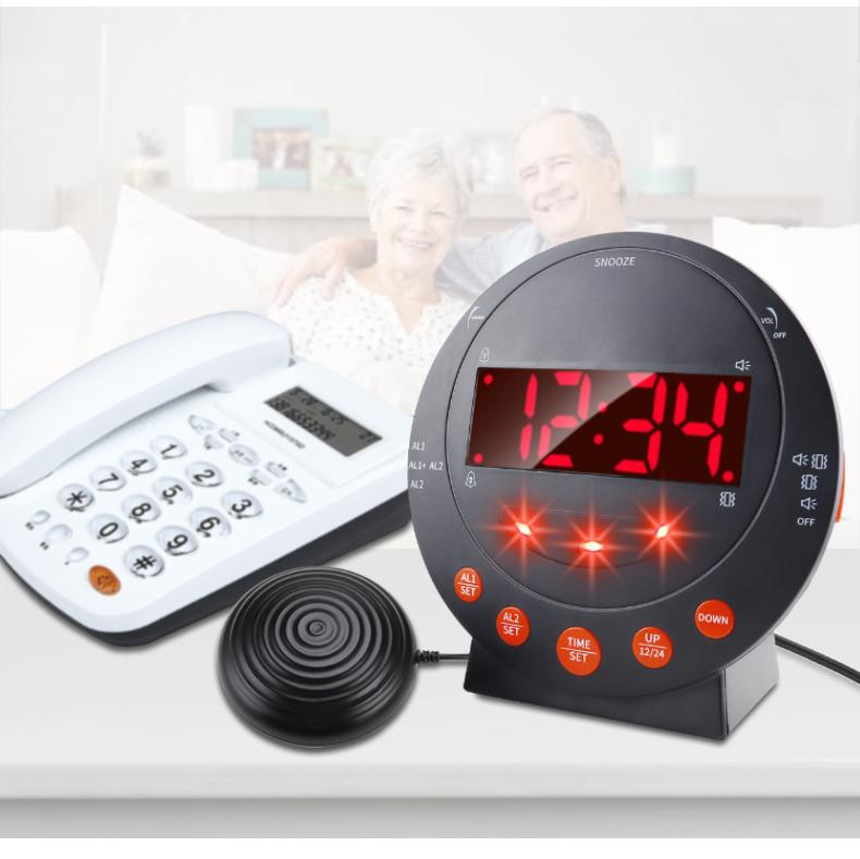 Modern Electronic Alarm Clock with Vibration Reminder for Deaf Digital Display for Phone Call Reception