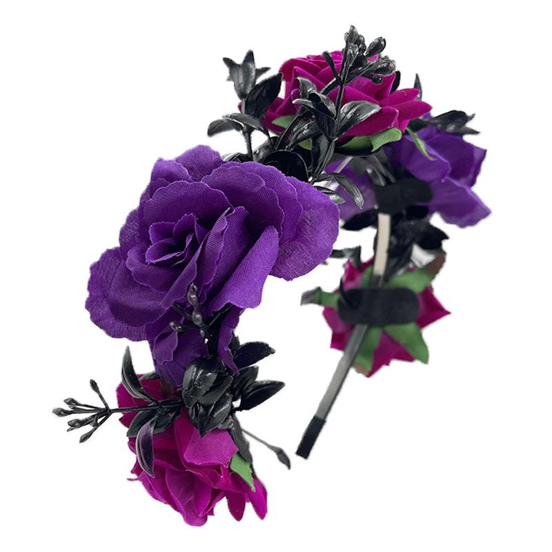 Halloween Flower Headband with Spider for Cosplay or Makeup Party