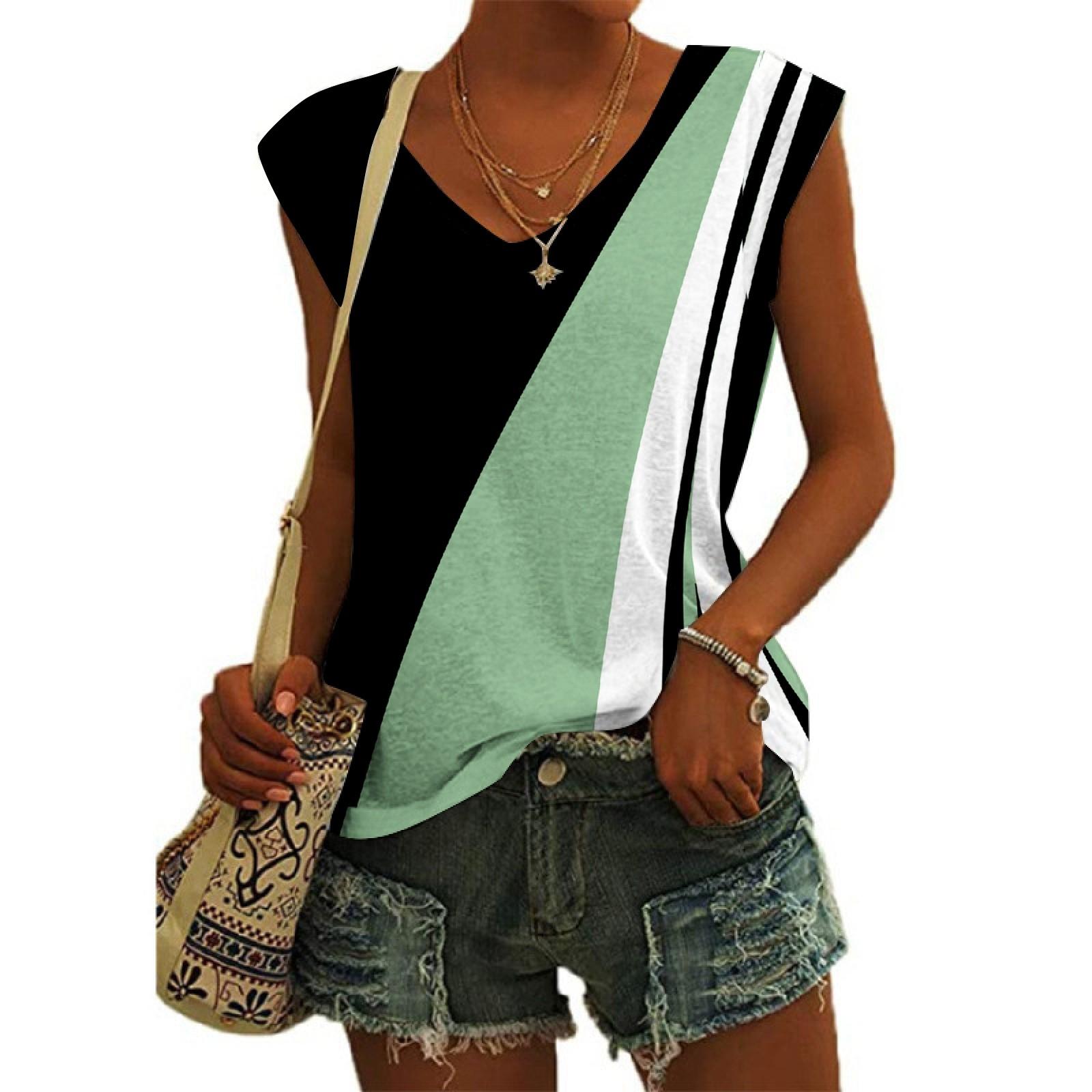 

Женский повседневный топ с v-образным вырезом и принтом, свободный пуловер, футболка с короткими рукавами XXXL зелёный