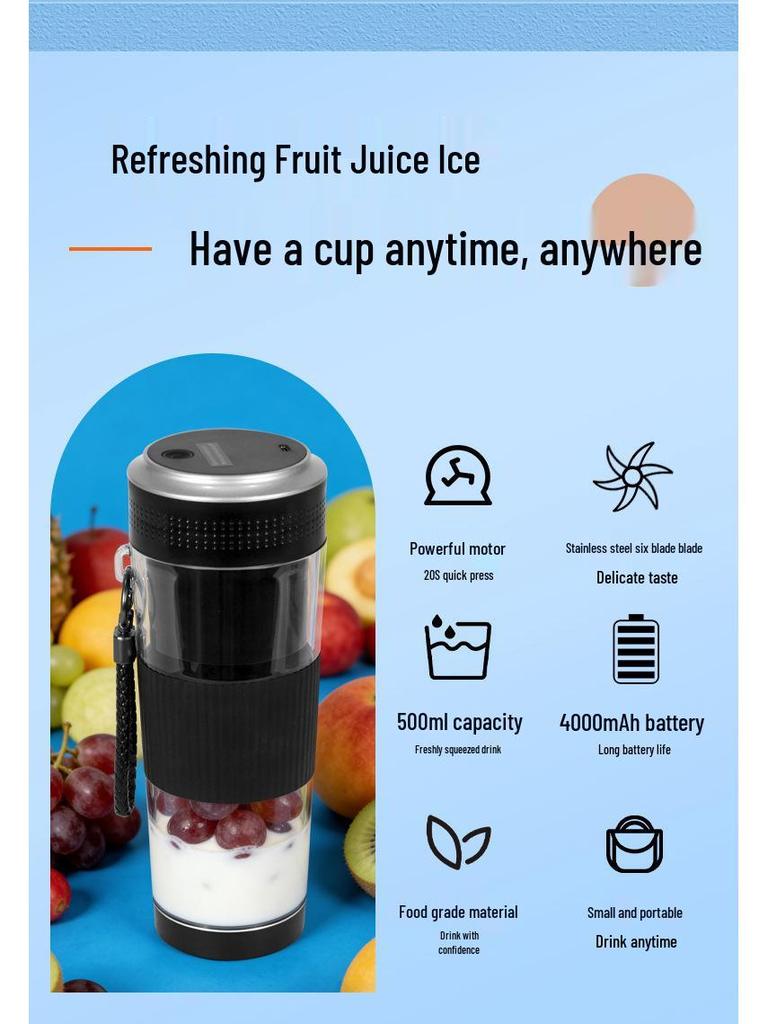 Portable Electric Juicer Cup: Compact Kitchen Blender & Food Processor