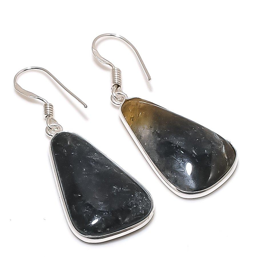 Natural Moss Agate Gemstone 925 Sterling Silver Jewelry Earring 1.77 AE-12442