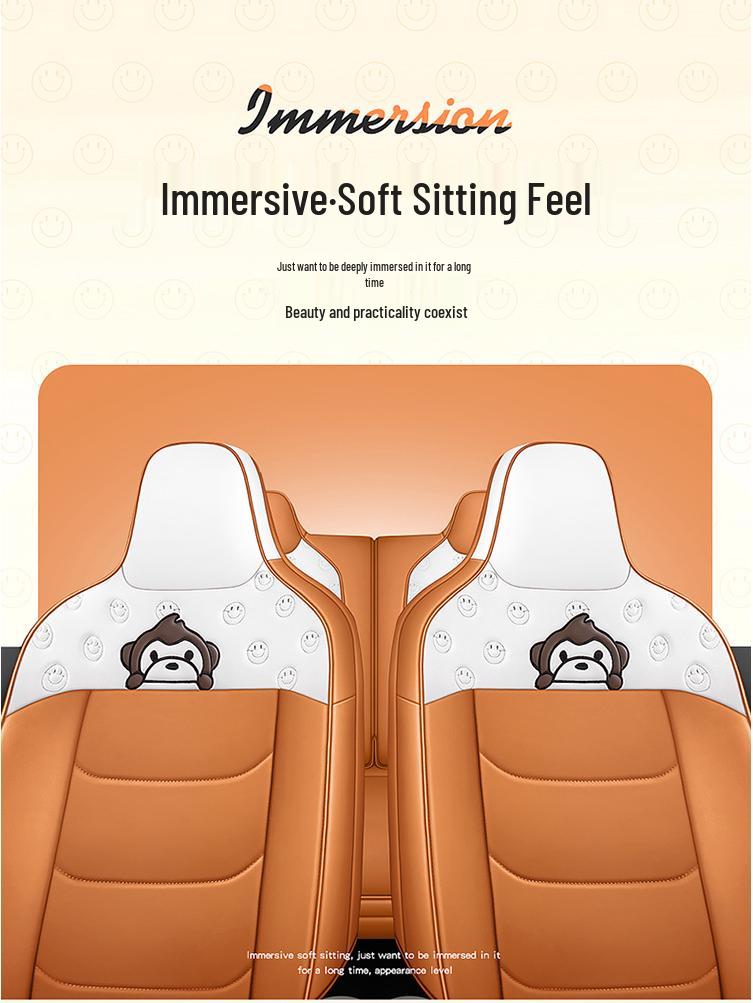 Wuling Qingkong Cartoon Full Leather Car Seat Cushion - Universal Fit for All Seasons
