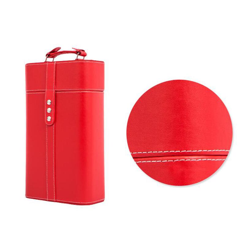 Vintage Pu Leather Box Double Wine Bottle Carrying Multifunction Holder Storage Case for Gift To Friend On Party Activities