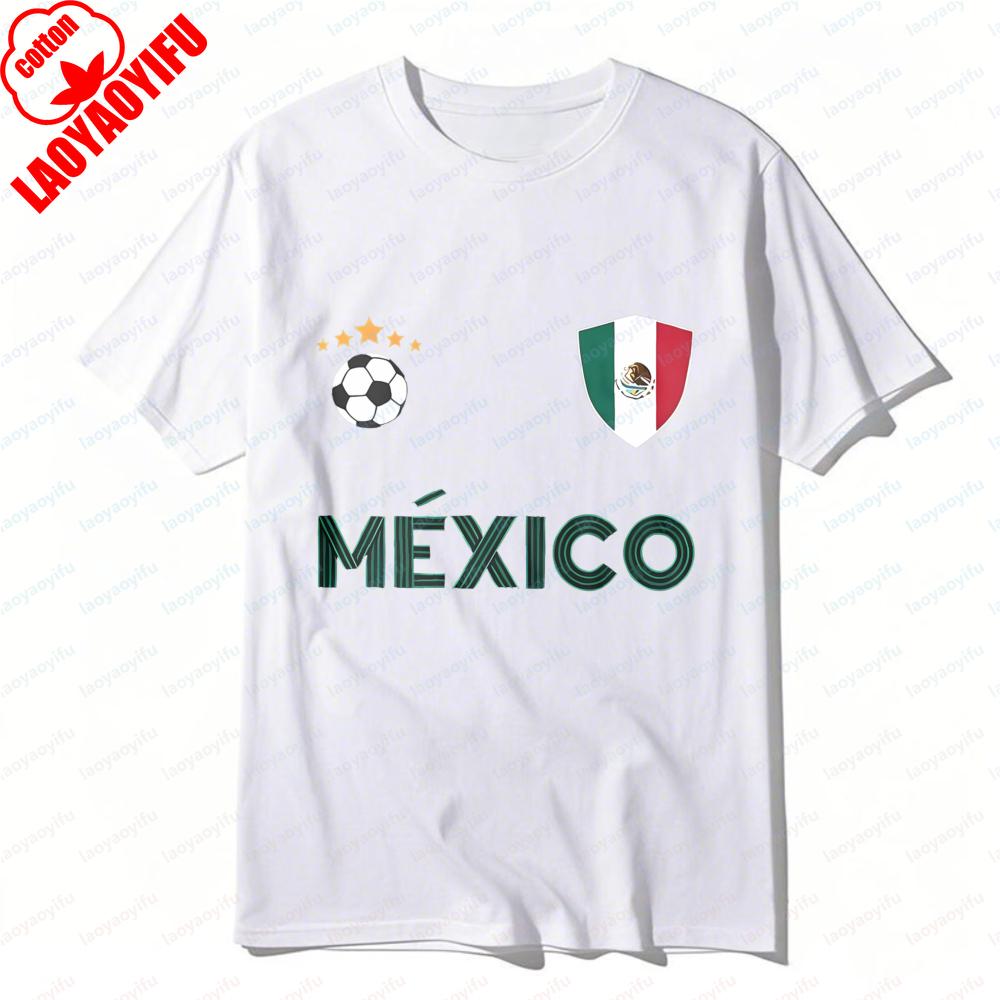 Mexico Football TShirt MÉXICO Print Mexican Fan Tops Sports Casual Attire Leisure Activewear Retro Trend Simple Mens Clothing