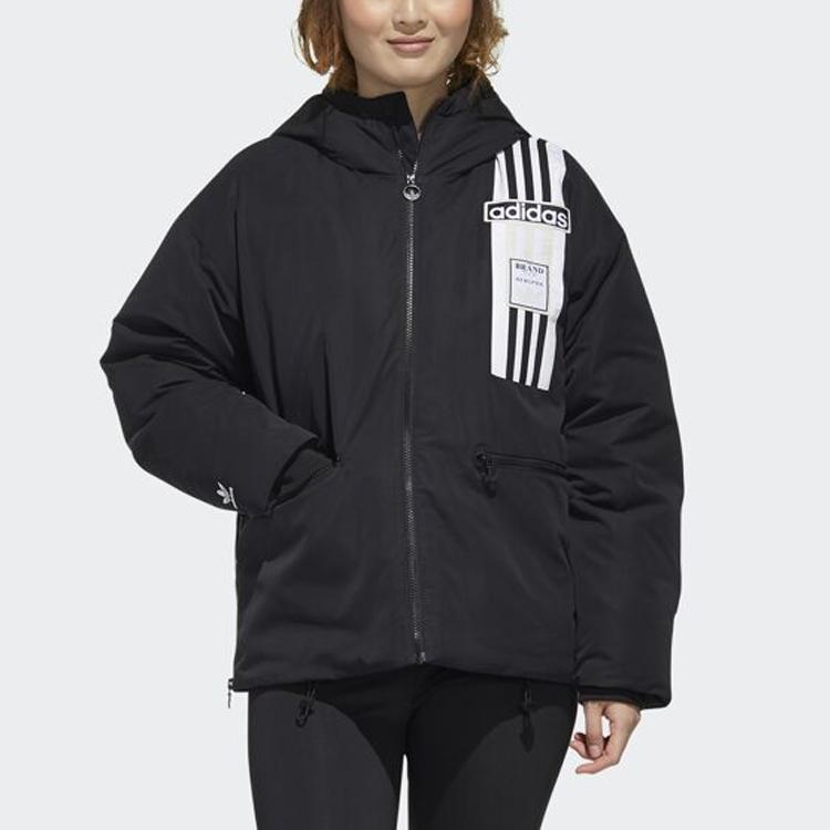 Adidas Originals Down Puffer Windproof Warm Sports Hooded Down Jacket Winter Women Jacket Black GL6411